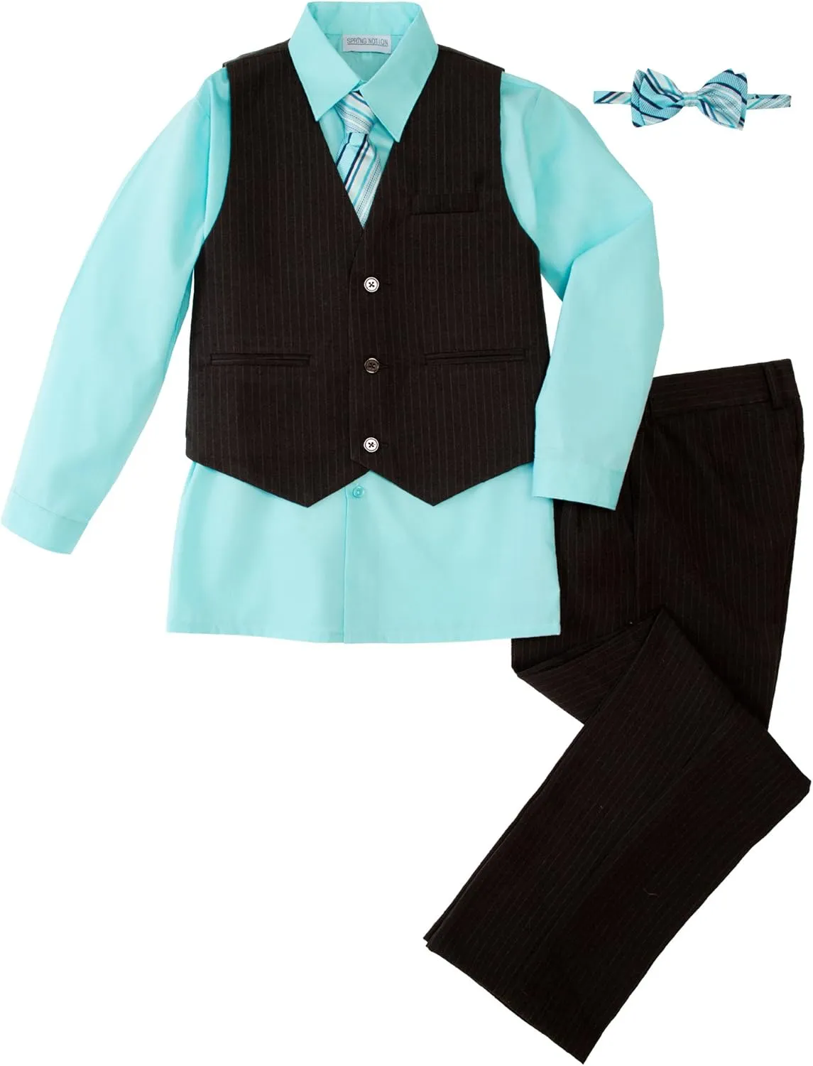 Spring Notion Big Boys' 5 Piece Pinstripe Vest Set