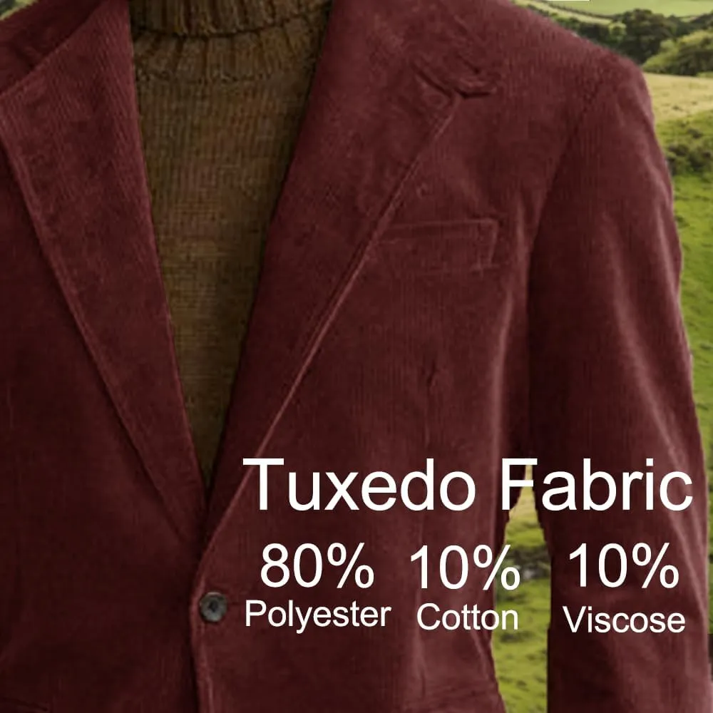 Suit for Men New Corduroy British-Style Suits Two Piece Blazer Pants Business Casual Suit Groomsmen
