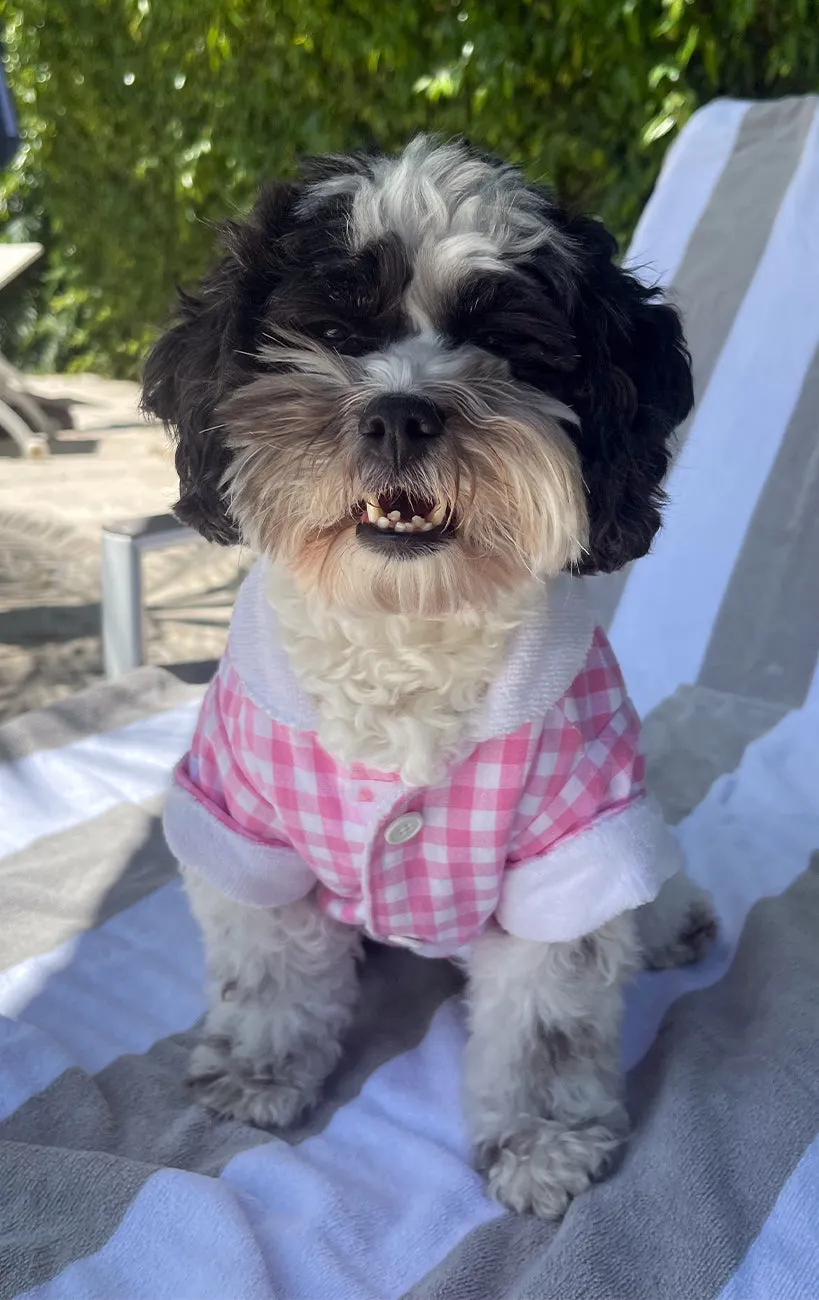 Surf Souleil Matching Doggy Cabana Shirt Pink Check