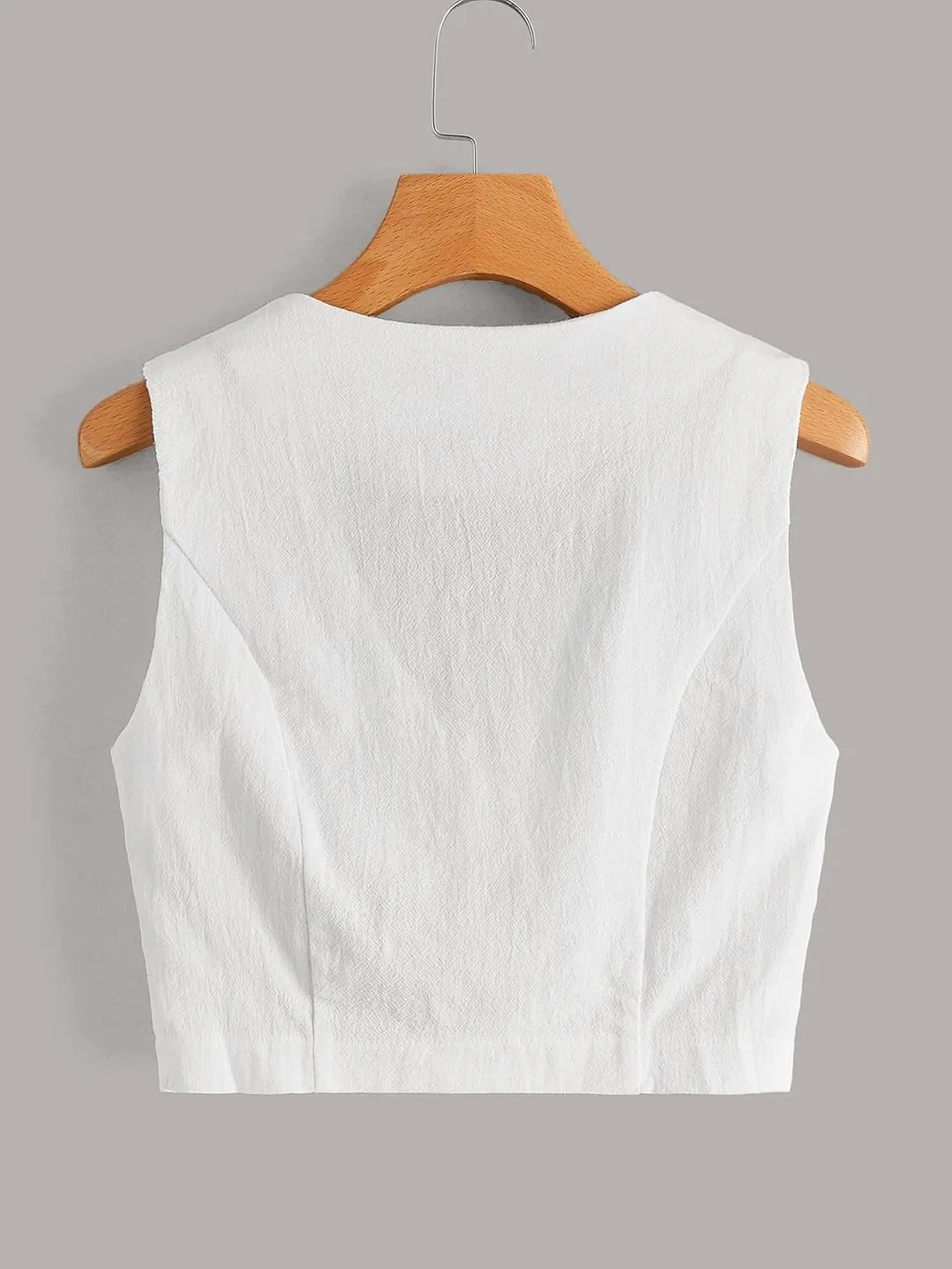 SweatyRocks Women's Casual Sleeveless V Neck Solid Button Front Crop Tank Top Blazer Vest