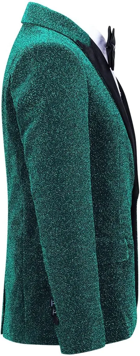 SWOTGdoby Boys Fashion Suit Tuxedo Slim Fit 3 Pieces Golden Shiny Green Silver Jacket Pants Bowtie