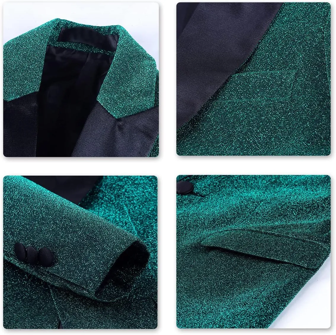 SWOTGdoby Boys Fashion Suit Tuxedo Slim Fit 3 Pieces Golden Shiny Green Silver Jacket Pants Bowtie