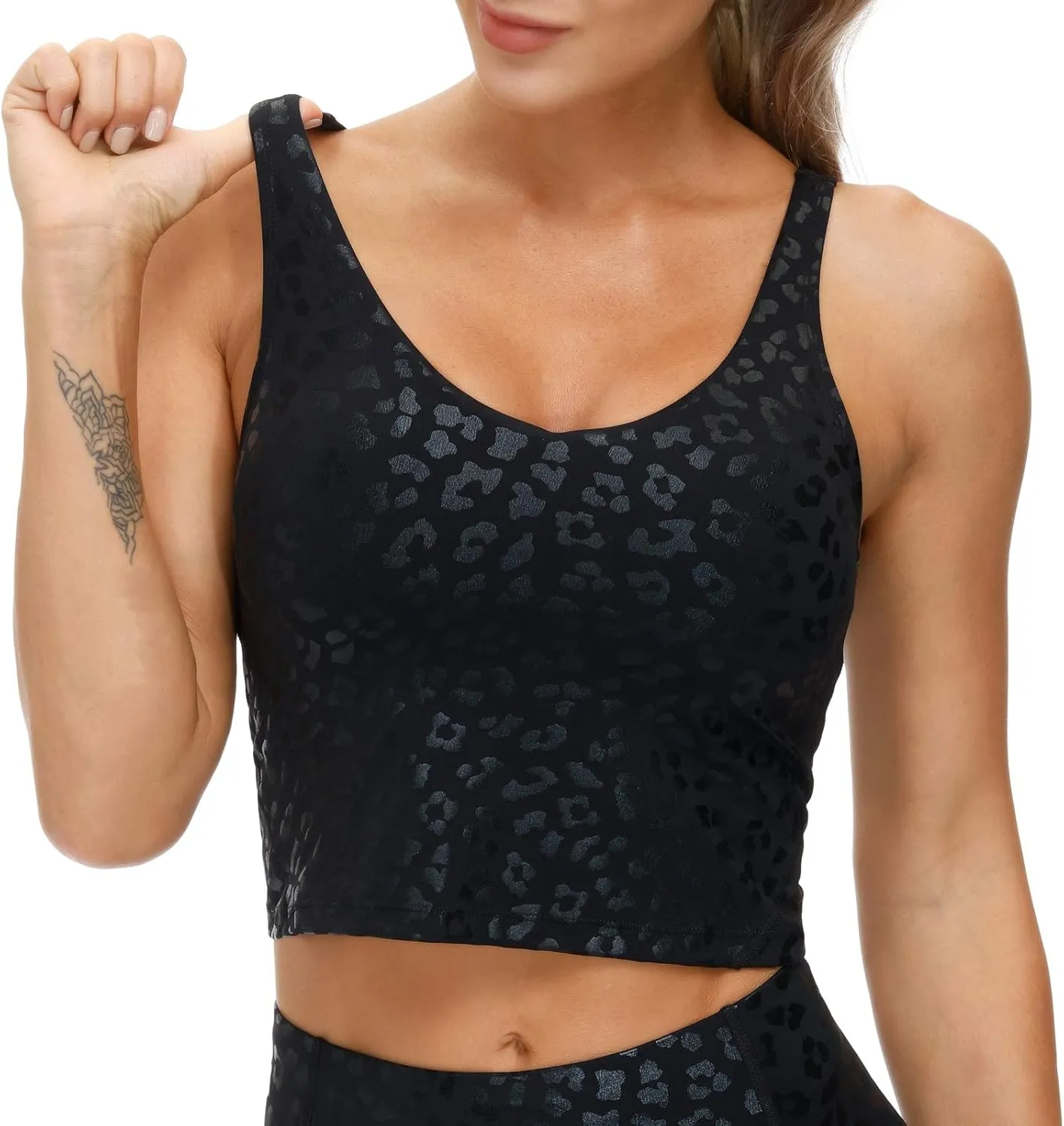 THE GYM PEOPLE Womens Camo Longline Sports Bra Wirefree Padded Medium Support Yoga Bras Gym Running Workout Tank Tops