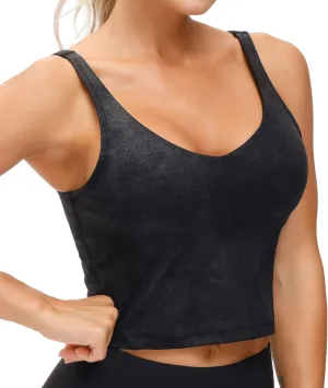 THE GYM PEOPLE Womens Camo Longline Sports Bra Wirefree Padded Medium Support Yoga Bras Gym Running Workout Tank Tops