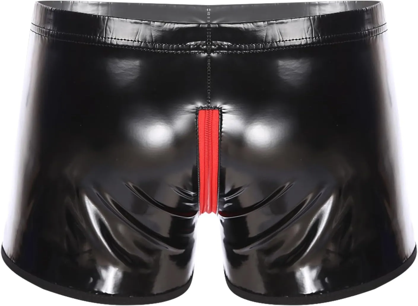 TiaoBug Men's Glossy Wet Look Patent Leather Shorts Pants Bulge Pouch Boxer Brief Low Rise Trunks