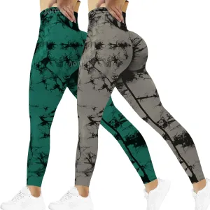 Tie Dye Seamless Leggings for Women High Waist Workout Yoga Pants Scrunch Butt Lifting Compression Tights