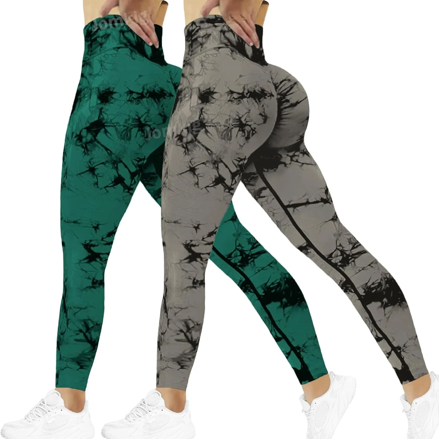 Tie Dye Seamless Leggings for Women High Waist Workout Yoga Pants Scrunch Butt Lifting Compression Tights