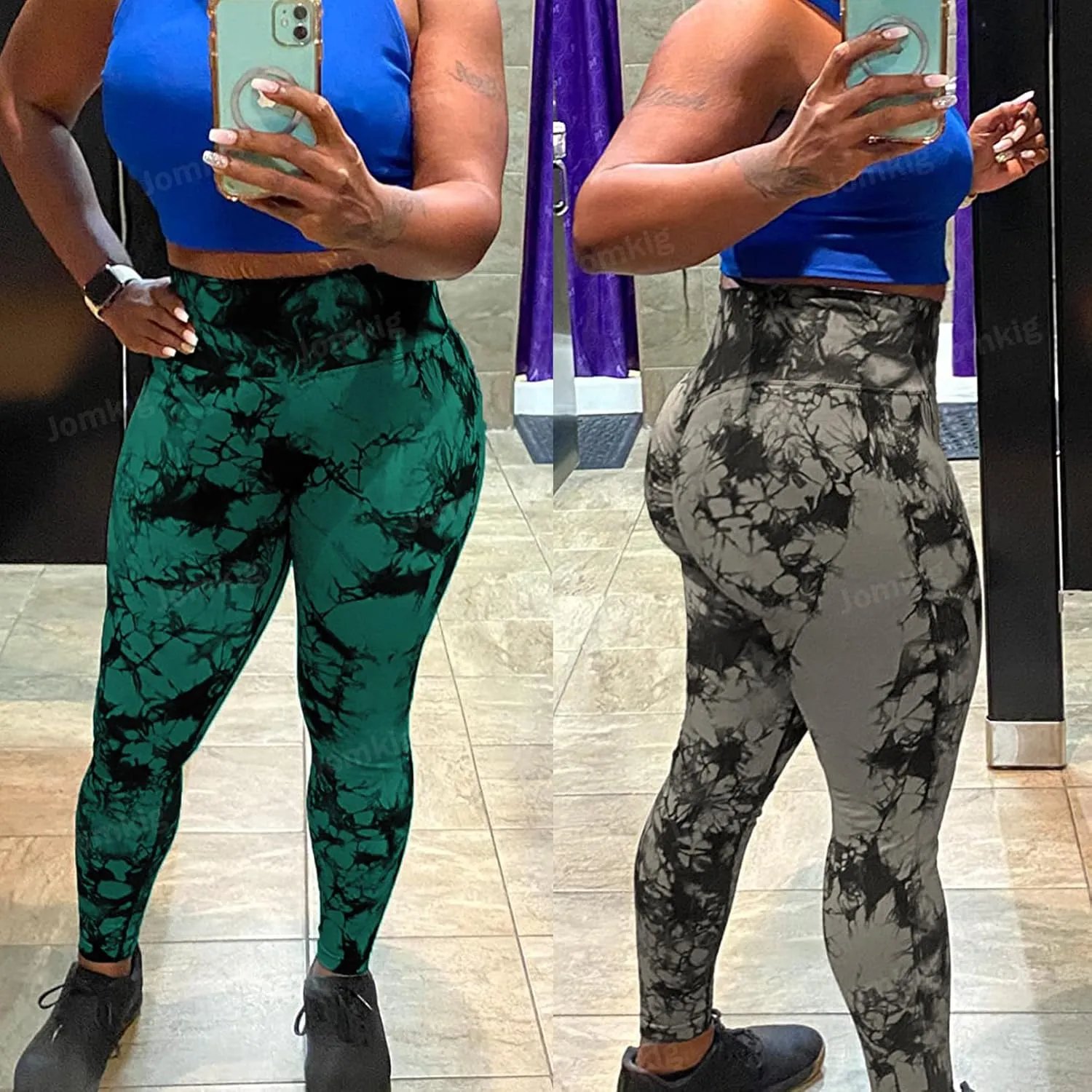 Tie Dye Seamless Leggings for Women High Waist Workout Yoga Pants Scrunch Butt Lifting Compression Tights