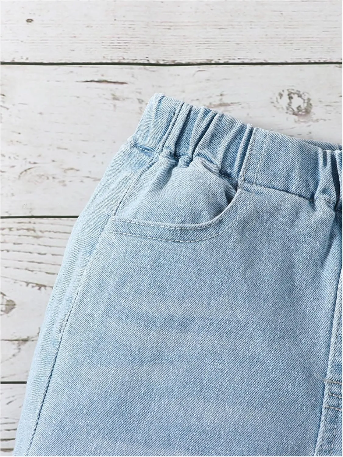 WDIRARA Toddler Girl's High Waisted Bow Front Bell Bottom Jeans Flare Leg Denim Pants