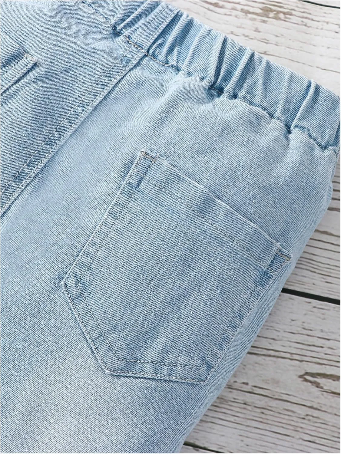 WDIRARA Toddler Girl's High Waisted Bow Front Bell Bottom Jeans Flare Leg Denim Pants