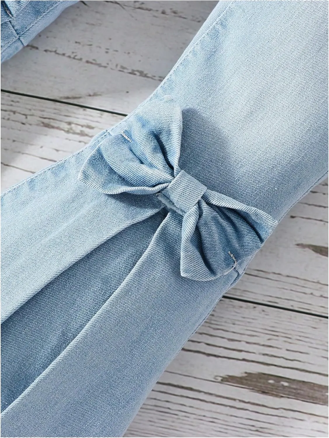 WDIRARA Toddler Girl's High Waisted Bow Front Bell Bottom Jeans Flare Leg Denim Pants