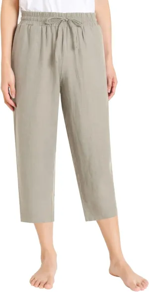 Weintee Women's Linen Crop Pants Capris with Pockets