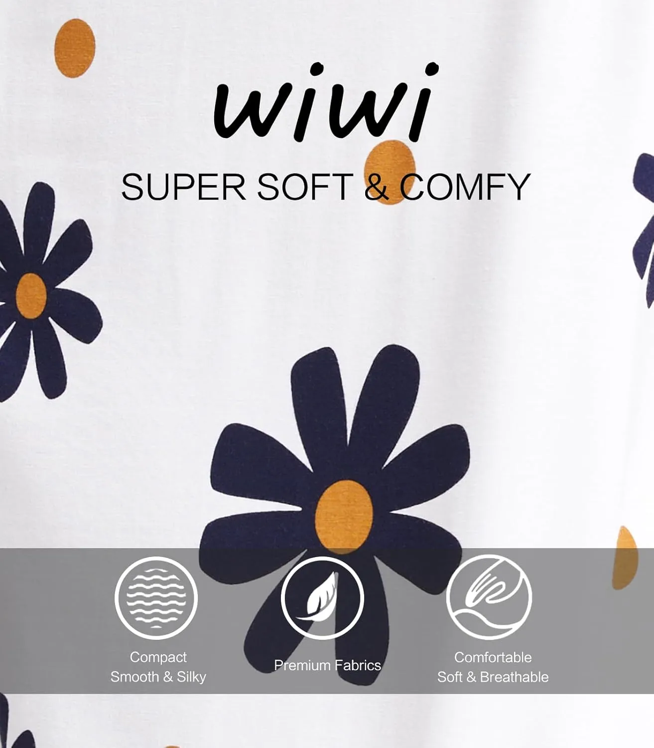WiWi Women's Pajama Tops Soft Crew Neck Sleep Shirt Loose Short Sleeves T-Shirt Viscose from Bamboo S-XXL