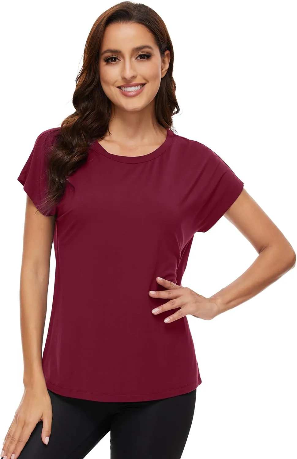 WiWi Women's Pajama Tops Soft Crew Neck Sleep Shirt Loose Short Sleeves T-Shirt Viscose from Bamboo S-XXL