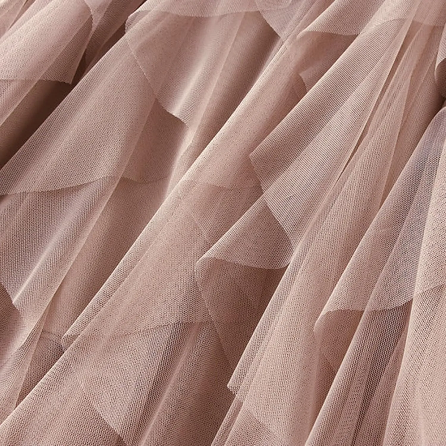 Women High Elastic Waist Mesh Layered Long Fairy Tulle Skirt Irregular Hem Pleated Tutu A-Line Midi Skirts