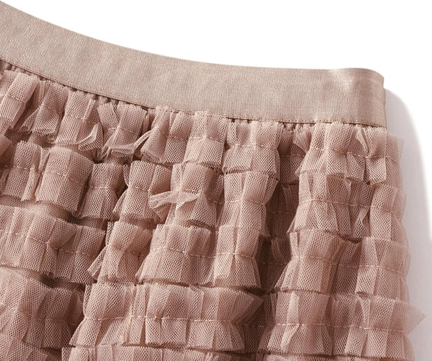 Women High Elastic Waist Mesh Layered Long Fairy Tulle Skirt Irregular Hem Pleated Tutu A-Line Midi Skirts