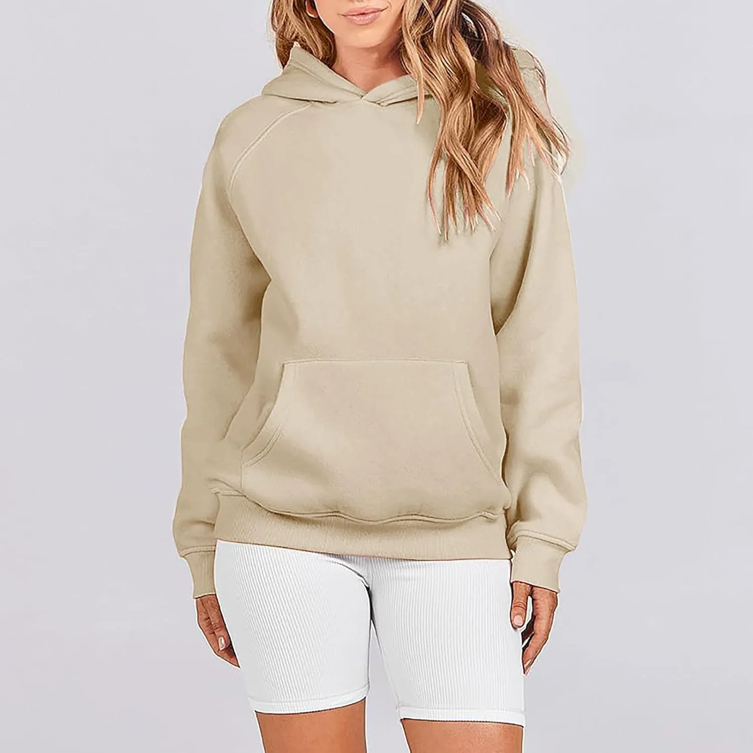 Women Hoodies Fleece Oversize Sweatshirt Casual Basic Long Sleeve Athletic Workout Pullover Fall Clothes