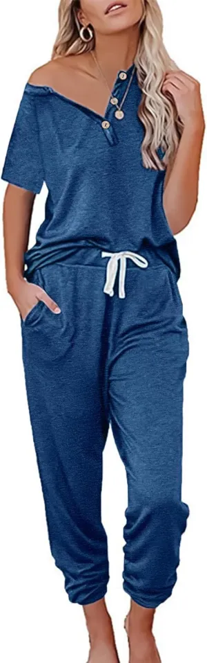 Women's 2 Piece Outfits Lounge Sets Long Sleeve Tops and Jogger Sweatpants Track Sweats Suits Loungewear Pajama Sets