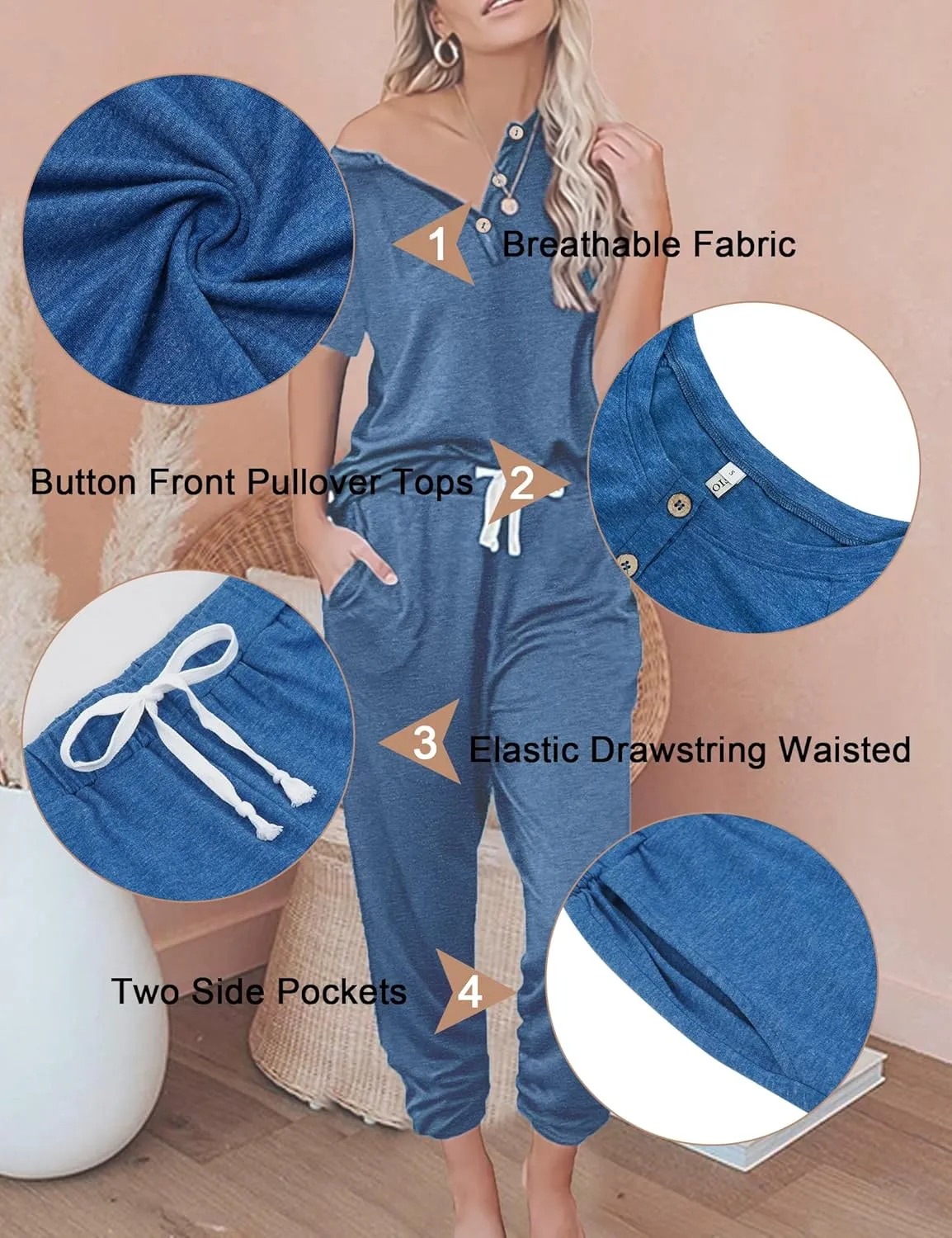 Women's 2 Piece Outfits Lounge Sets Long Sleeve Tops and Jogger Sweatpants Track Sweats Suits Loungewear Pajama Sets