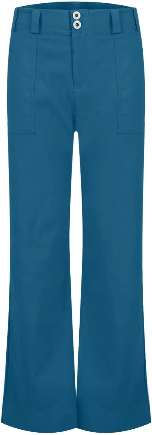Womens Casual Stretch Twill Pants Classic Straight Fit Chino Pant High Waisted Work Outdoor Flare Pants with Pockets