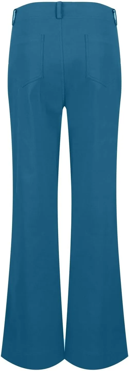 Womens Casual Stretch Twill Pants Classic Straight Fit Chino Pant High Waisted Work Outdoor Flare Pants with Pockets