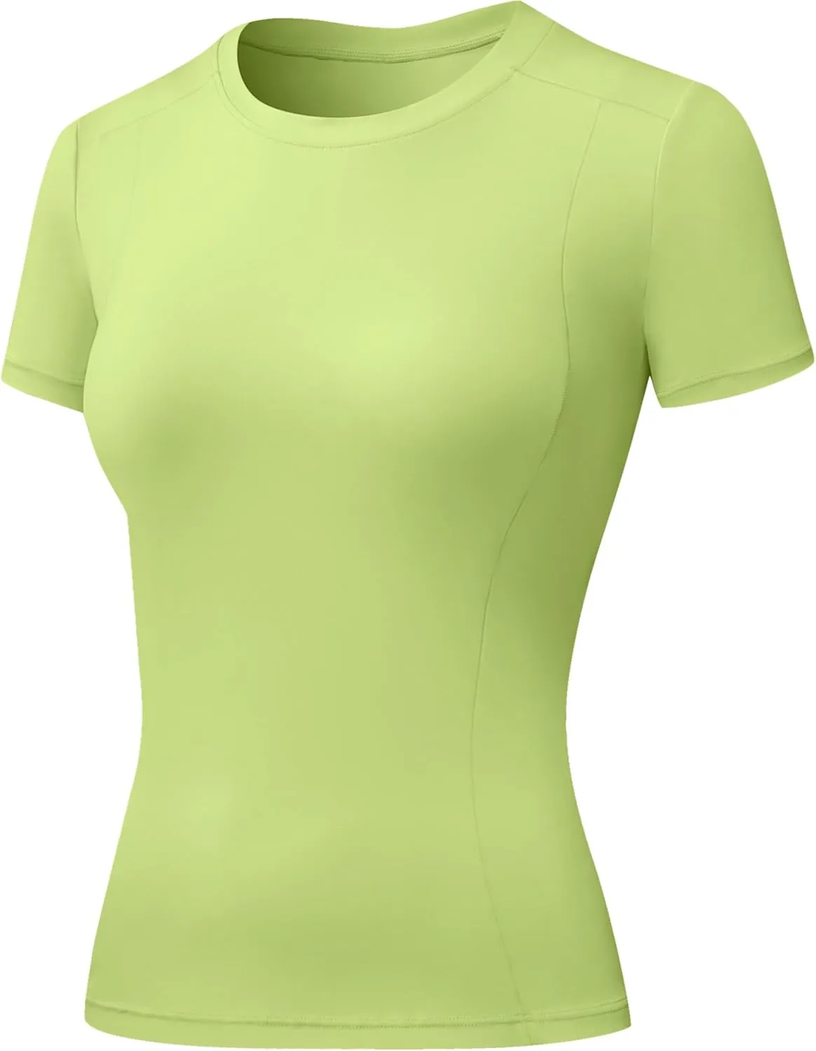 Women's Compression Shirts Short Sleeve Crewneck Athletic Nylon Workout Tops Yoga Gym Quick Dry Tee Shirts