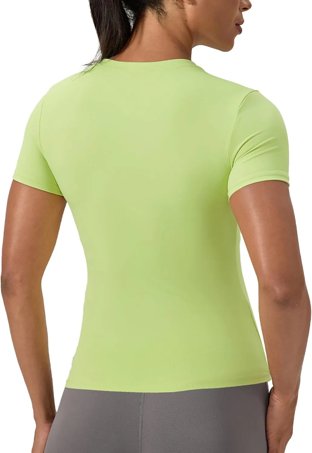 Women's Compression Shirts Short Sleeve Crewneck Athletic Nylon Workout Tops Yoga Gym Quick Dry Tee Shirts