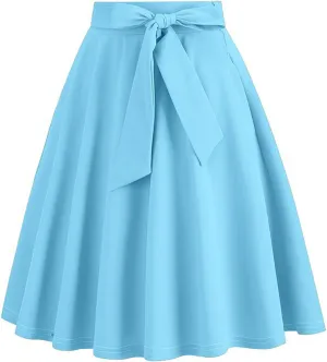 Women's High Waist A-Line Pockets Skirt Skater Flared Midi Skirt Vinage Skirt Coctail Party Short Skirts