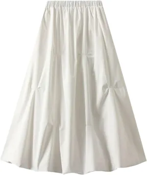 Women's Irregular Pleated A-Line Skirt,High Waist Mesh Midi Skirt for Spring and Summer