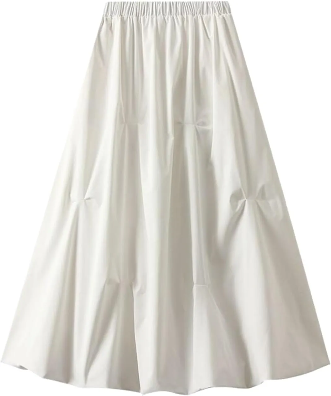 Women's Irregular Pleated A-Line Skirt,High Waist Mesh Midi Skirt for Spring and Summer