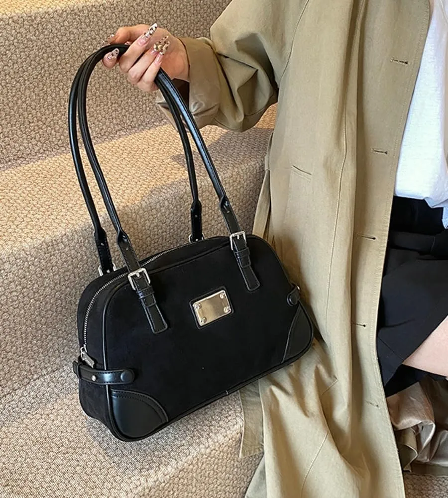 Women's Leather PU Shoulder Bags Suede Slouchy Bag Purses Casual Handbag Small Tote Spring Fall Winter Office Work Travel