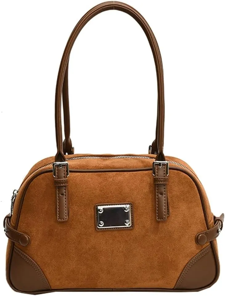 Women's Leather PU Shoulder Bags Suede Slouchy Bag Purses Casual Handbag Small Tote Spring Fall Winter Office Work Travel