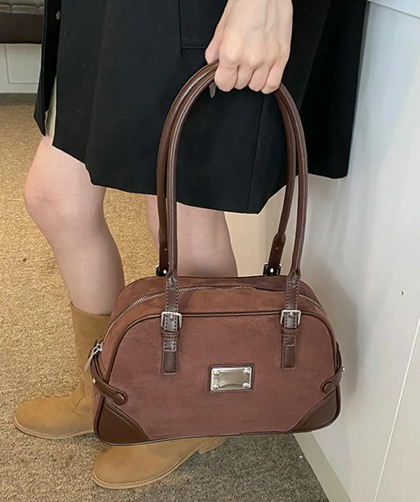 Women's Leather PU Shoulder Bags Suede Slouchy Bag Purses Casual Handbag Small Tote Spring Fall Winter Office Work Travel