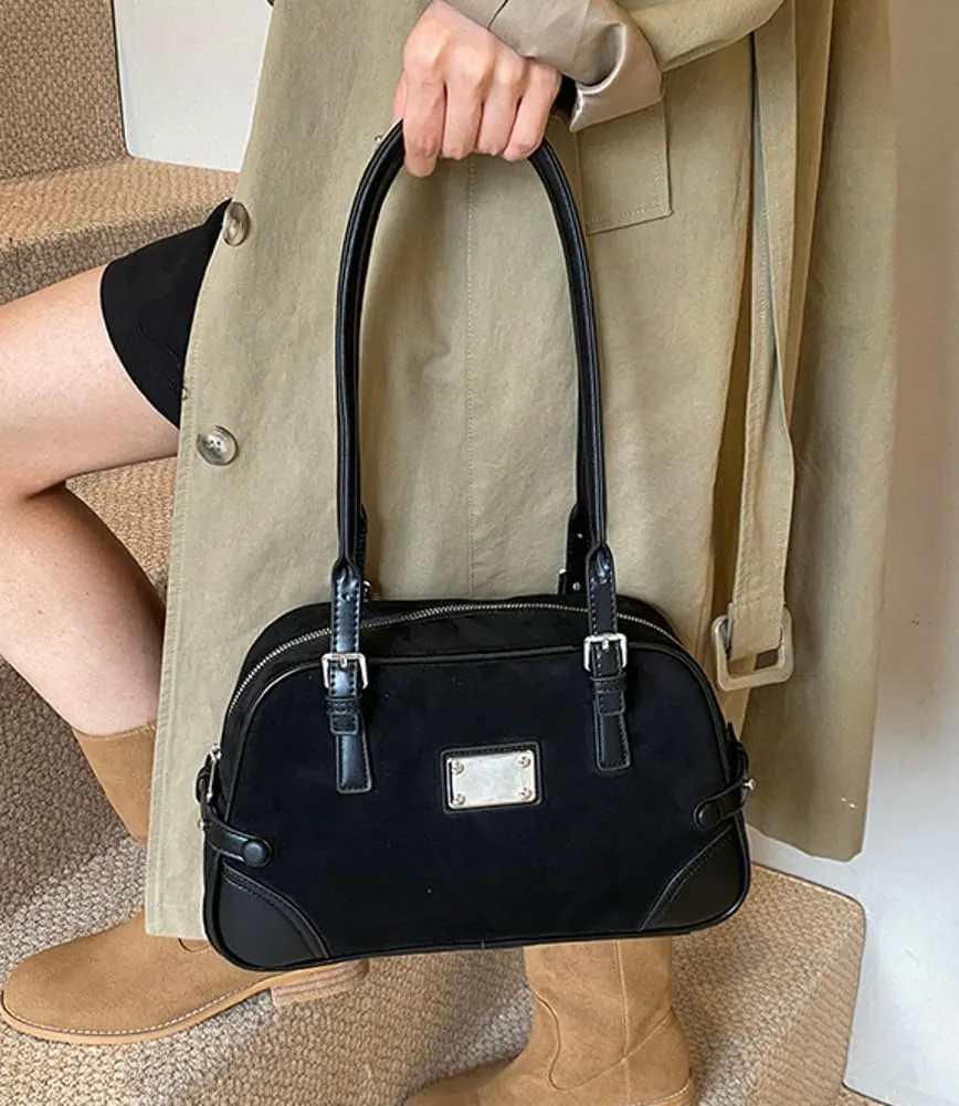 Women's Leather PU Shoulder Bags Suede Slouchy Bag Purses Casual Handbag Small Tote Spring Fall Winter Office Work Travel