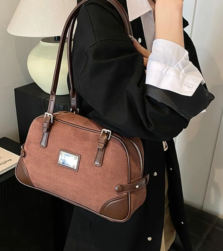 Women's Leather PU Shoulder Bags Suede Slouchy Bag Purses Casual Handbag Small Tote Spring Fall Winter Office Work Travel