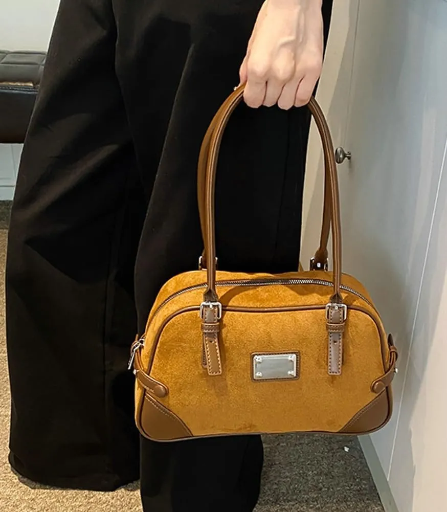 Women's Leather PU Shoulder Bags Suede Slouchy Bag Purses Casual Handbag Small Tote Spring Fall Winter Office Work Travel