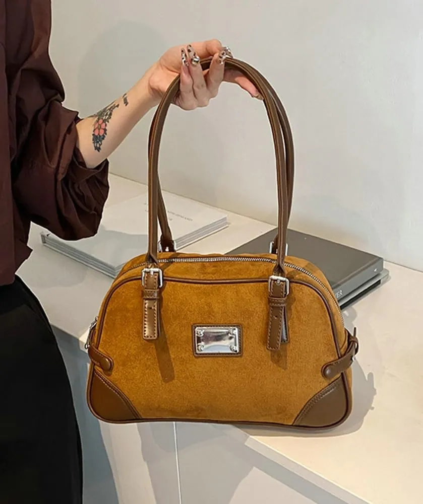Women's Leather PU Shoulder Bags Suede Slouchy Bag Purses Casual Handbag Small Tote Spring Fall Winter Office Work Travel