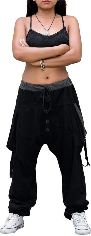 Women's Loose Harem Lounge Pants with Pockets Yoga Cotton Elastic Waist Joggers Baggy Trousers