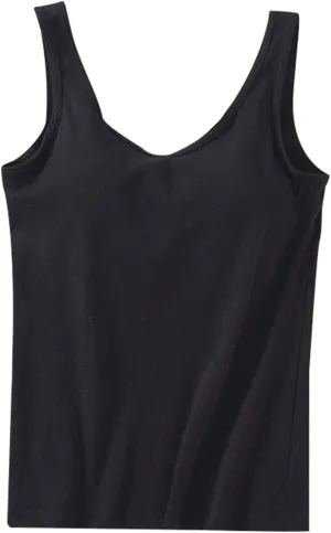 Womens Tank Tops with Built in Bra 2024 Casual Scoop Neck Sleeveless Basic Workout Top Padded Bra Camisole Undershirt