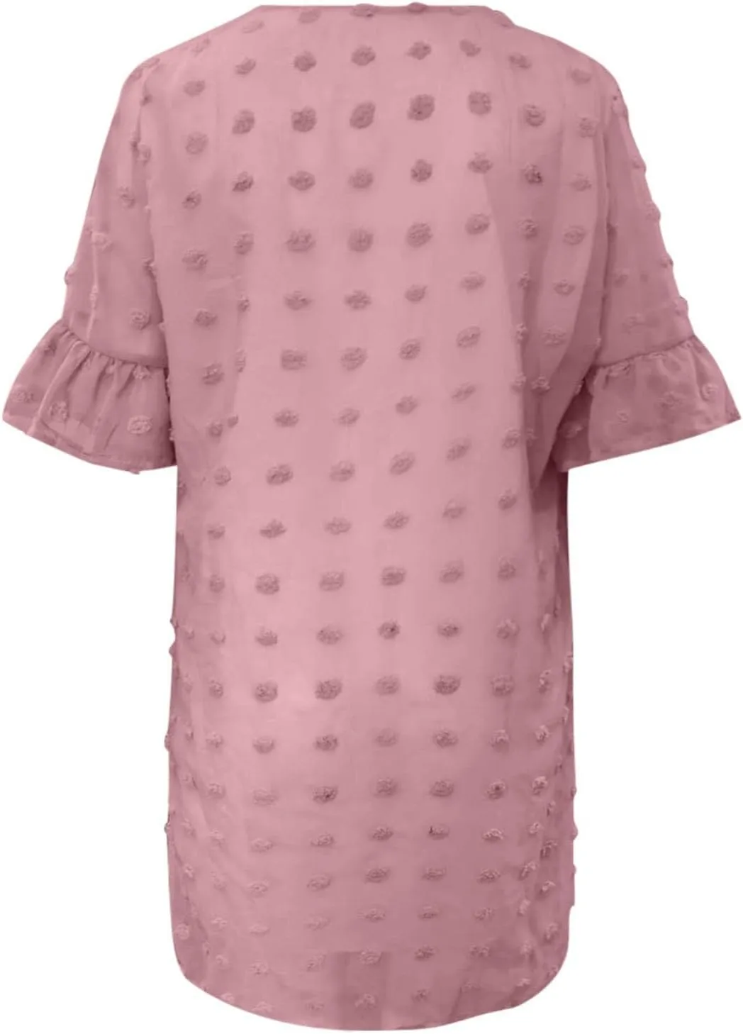 Womens V Neck Casual Vacation Dress Short Sleeve Smocked Swiss Dot Swing Ruffle Mini Beach Summer Dresses 2025 Trendy