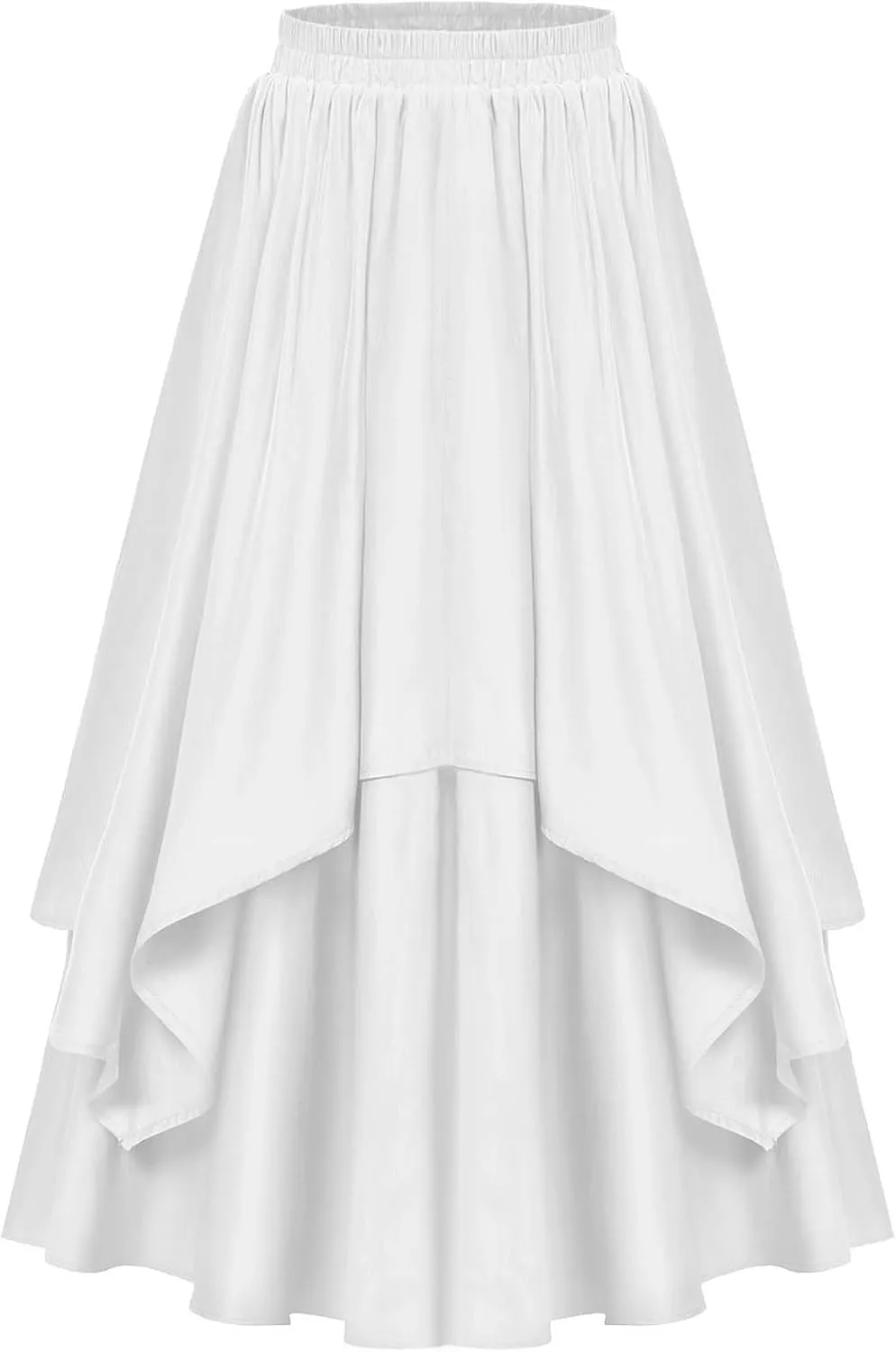 Women's Vintage Renaissance Skirts High Waisted Flared Layered A-Line Pirate Skirts Gothic Midi Skirt with Pockets