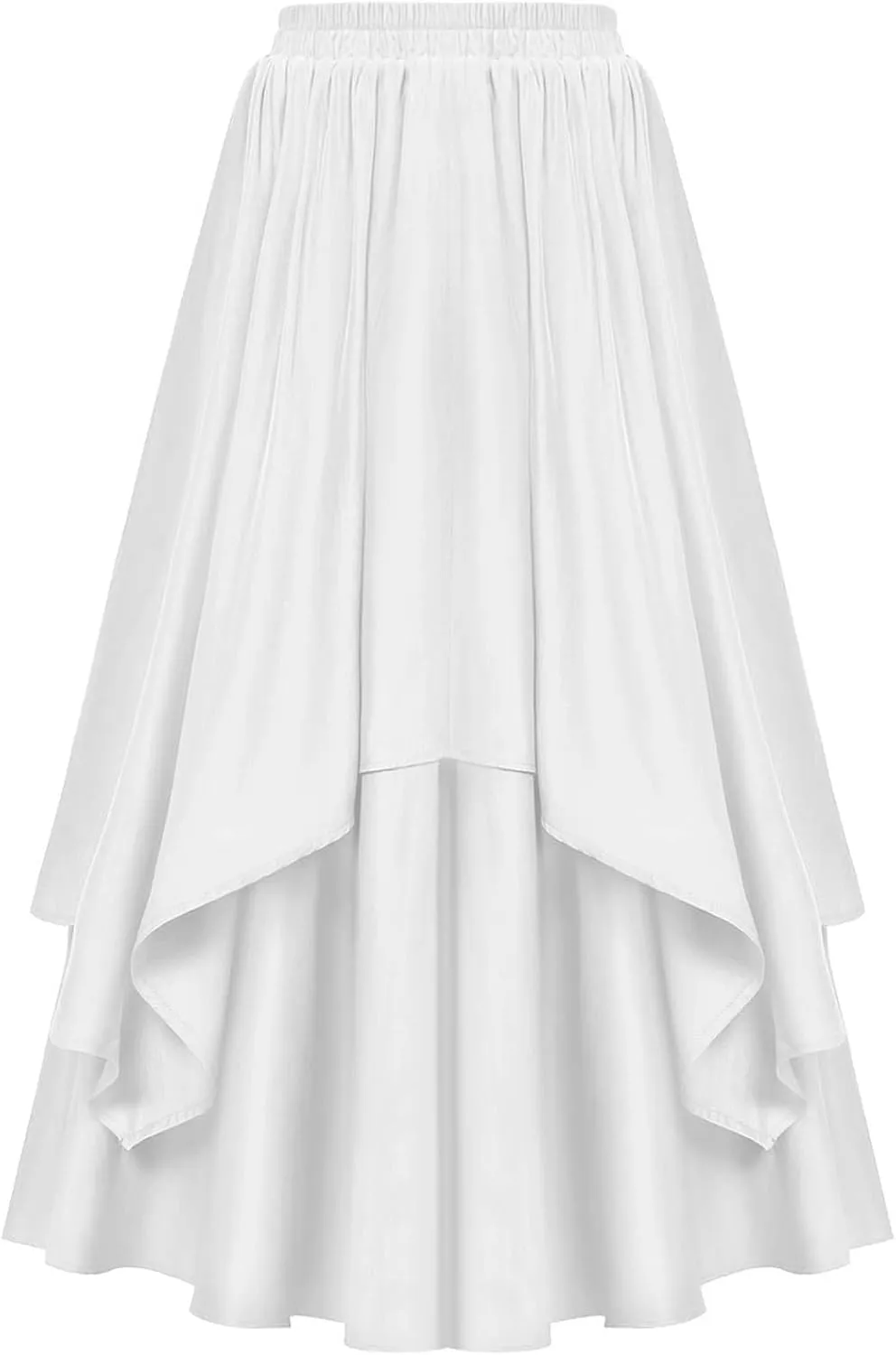 Women's Vintage Renaissance Skirts High Waisted Flared Layered A-Line Pirate Skirts Gothic Midi Skirt with Pockets