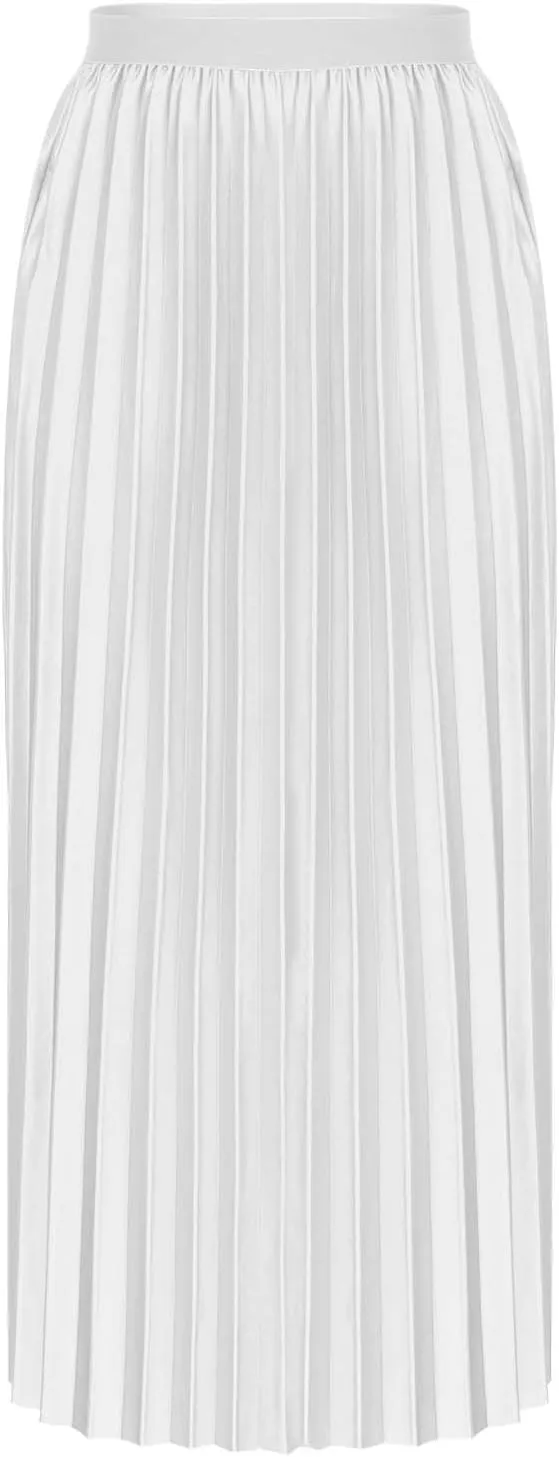 Xiaojmake Pleated Midi Skirts for Women A-Line High Elastic Waisted Summer Flowy Beach Maxi Skirt Chiffon Long Swing Skirts
