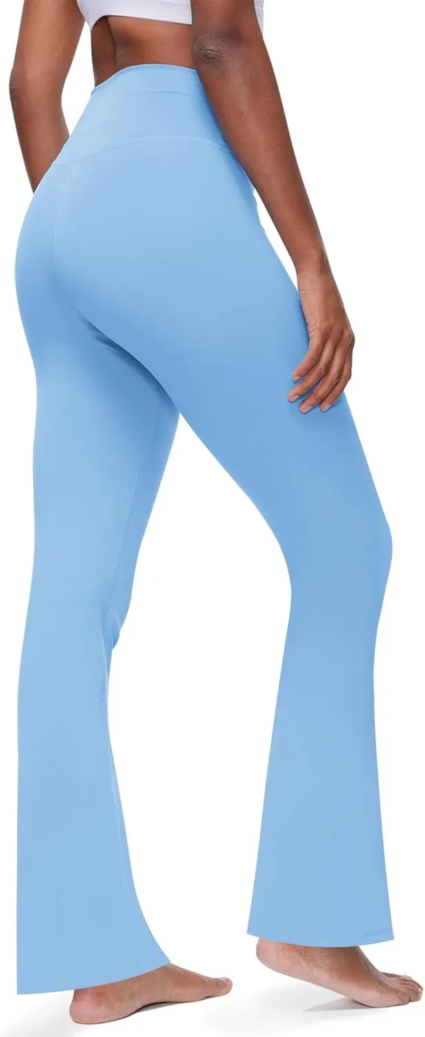 Yoga Pants with Pockets for Women Crossover Flare Leggings Wide Leg Pants for Women Tummy Control