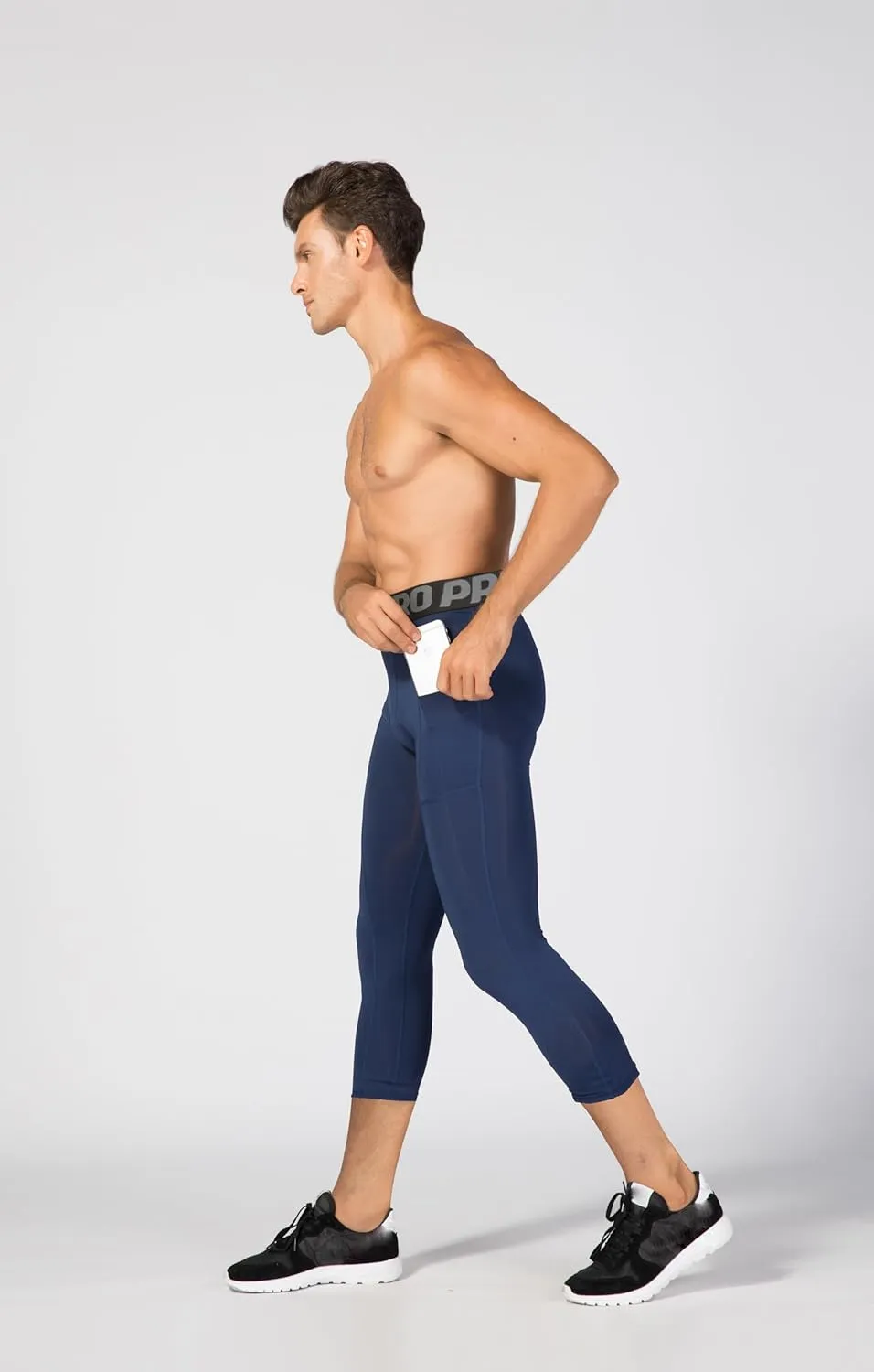 YUSHOW 2-3 Pack 3/4 Men's Compression Pants Tights Athletic Running Workout Leggings Quick Dry Sports Baselayer