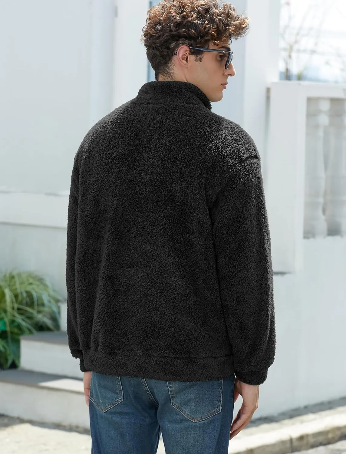 ZAFUL Mens 1/4 Zipper Fleece Sherpa Pullover Sweatshirt Ethnic Aztec Printed Kangaroo Pocket Fall Winter Unisex Hoodie Tops